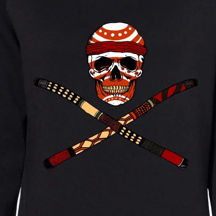 Skull And Crossed Didgeridoo Womens California Wash Sweatshirt