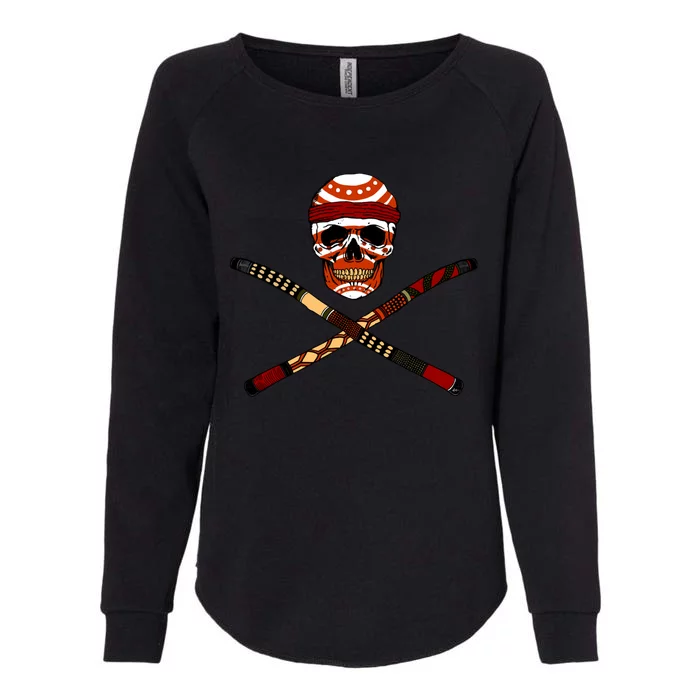 Skull And Crossed Didgeridoo Womens California Wash Sweatshirt