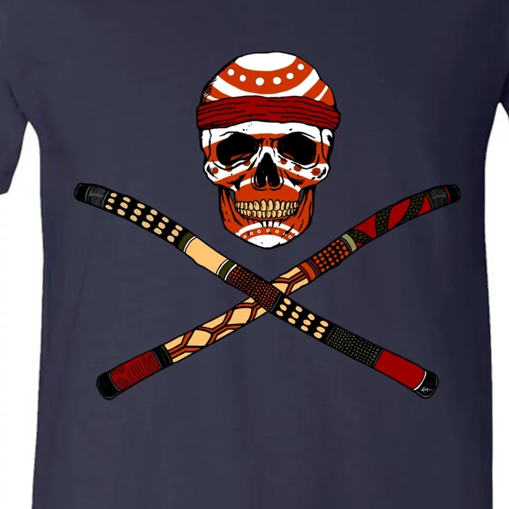 Skull And Crossed Didgeridoo V-Neck T-Shirt