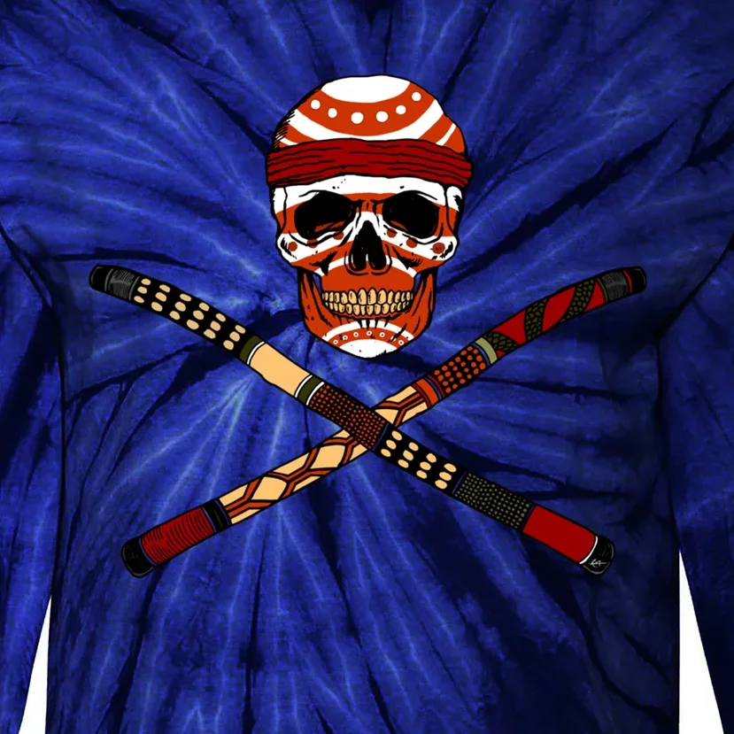 Skull And Crossed Didgeridoo Tie-Dye Long Sleeve Shirt