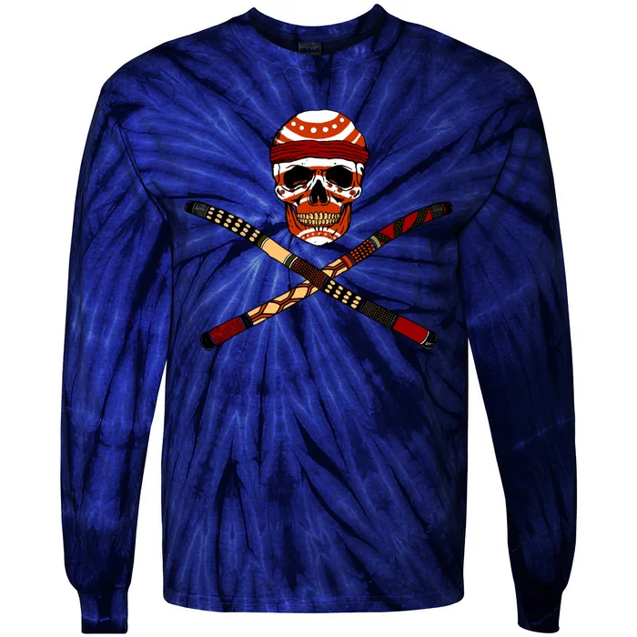 Skull And Crossed Didgeridoo Tie-Dye Long Sleeve Shirt