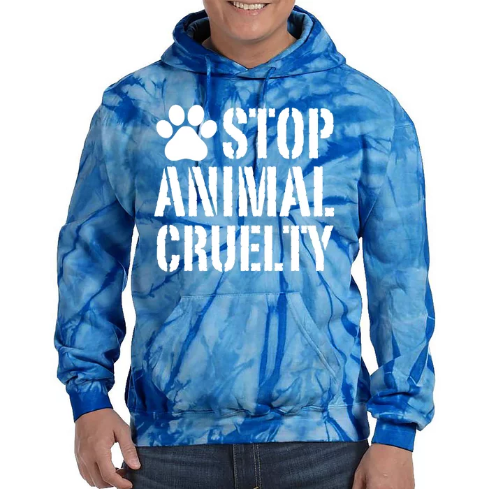 Stop Animal Cruelty Awareness Paw Print Tie Dye Hoodie