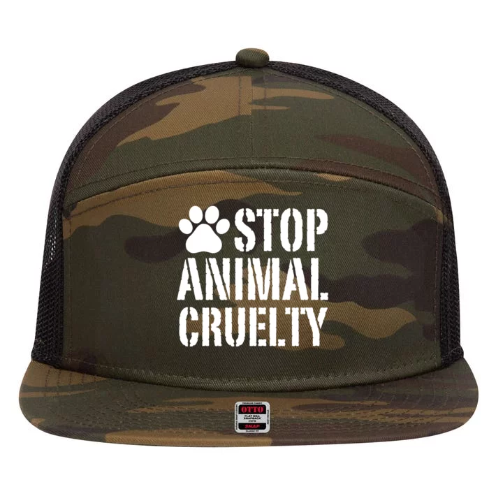 Stop Animal Cruelty Awareness Paw Print 7 Panel Mesh Trucker Snapback Hat