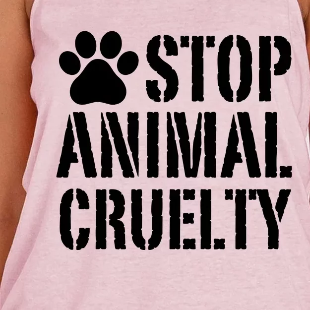 Stop Animal Cruelty Awareness Paw Print Women's Knotted Racerback Tank