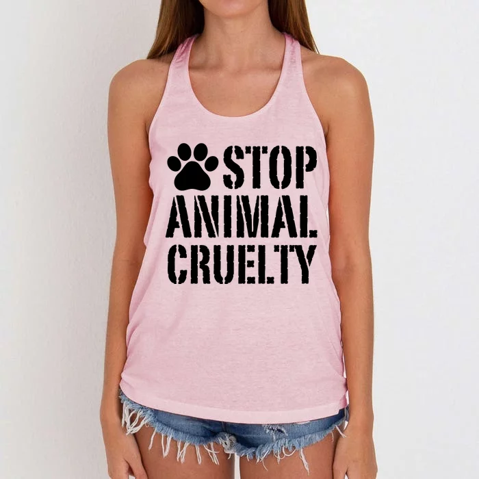 Stop Animal Cruelty Awareness Paw Print Women's Knotted Racerback Tank