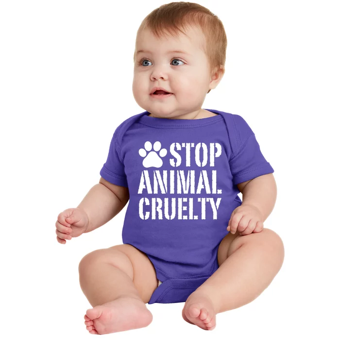 Stop Animal Cruelty Awareness Paw Print Baby Bodysuit