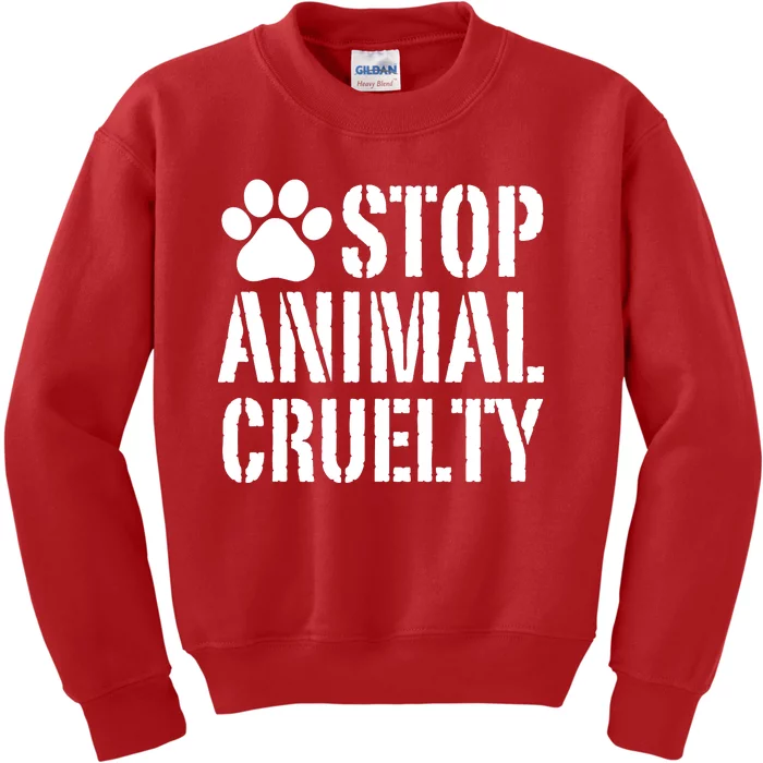 Stop Animal Cruelty Awareness Paw Print Kids Sweatshirt