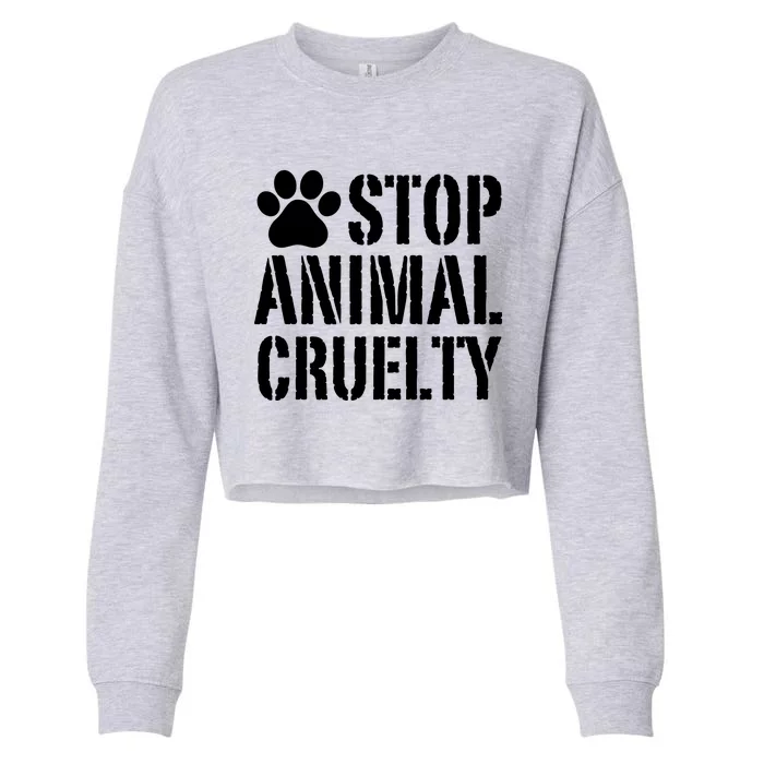 Stop Animal Cruelty Awareness Paw Print Cropped Pullover Crew