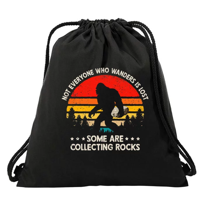 Some Are Collecting Rocks Geologist Rockhounding Bigfoot Drawstring Bag