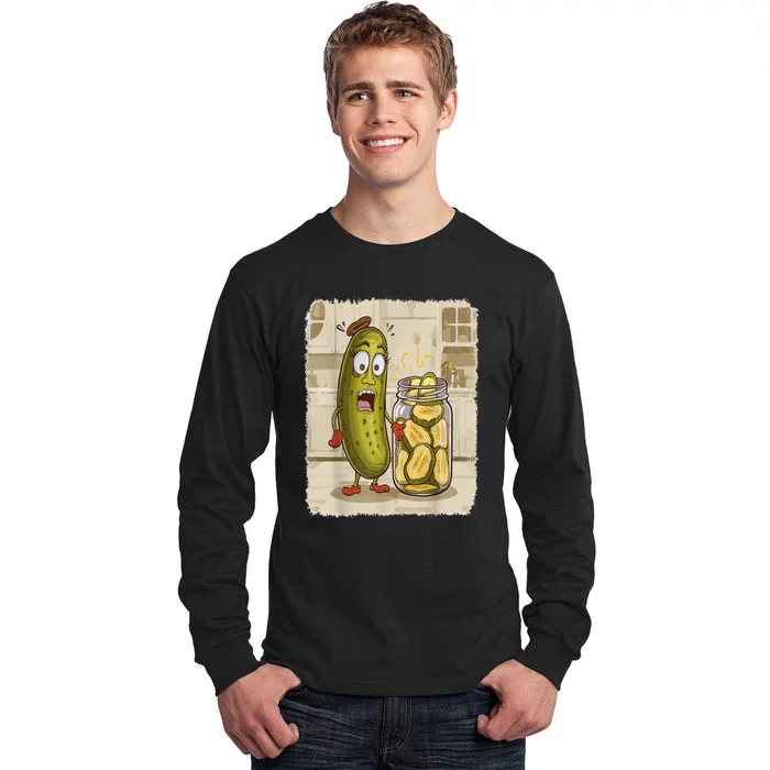 Surprise A Cucumber And A Jar Of Sliced Pickles Funny Pickle Gift Tall Long Sleeve T-Shirt