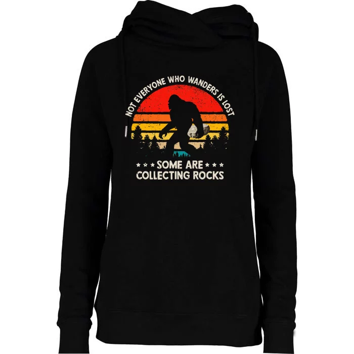 Some Are Collecting Rocks Geologist Rockhounding Bigfoot Womens Funnel Neck Pullover Hood