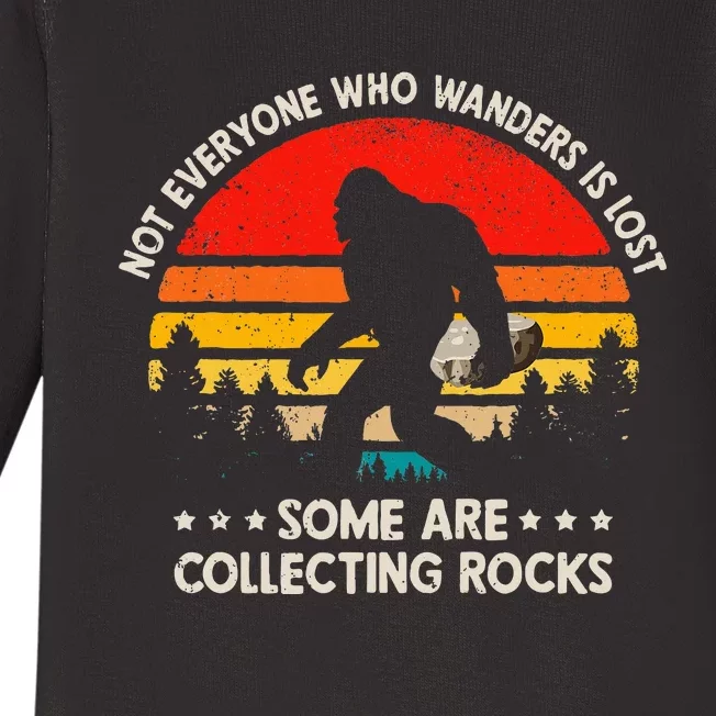 Some Are Collecting Rocks Geologist Rockhounding Bigfoot Baby Long Sleeve Bodysuit