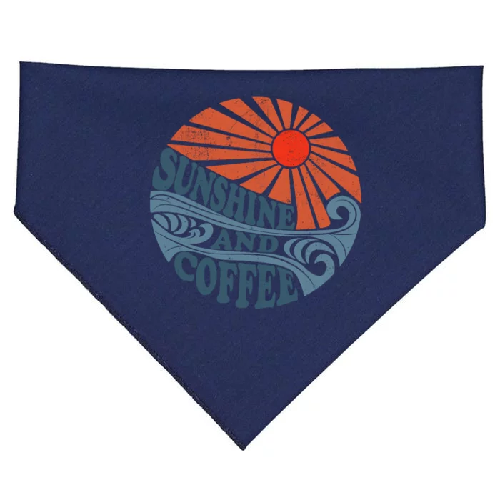 Sunshine And Coffee Funny Retro 70S Vintage Beach Vacation USA-Made Doggie Bandana