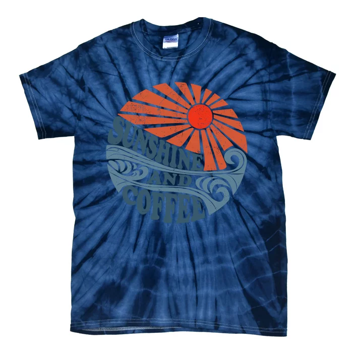 Sunshine And Coffee Funny Retro 70S Vintage Beach Vacation Tie-Dye T-Shirt