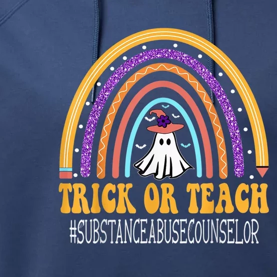 Substance Abuse Counselor Rainbow Trick or teach Halloween Performance Fleece Hoodie