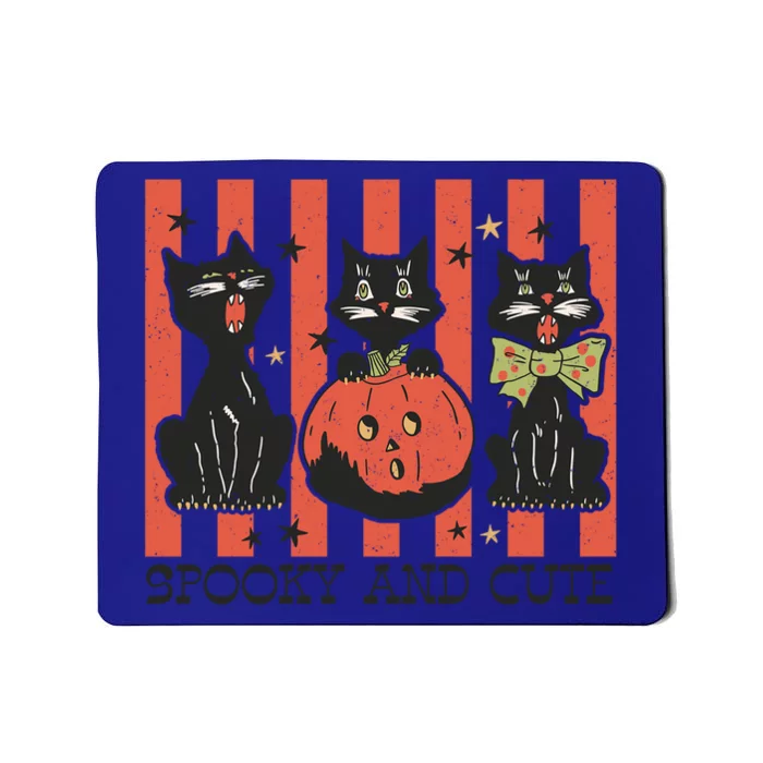 Spooky And Cute Black Cat Lover Vintage Halloween Ghost Cats Cool Gift Mousepad