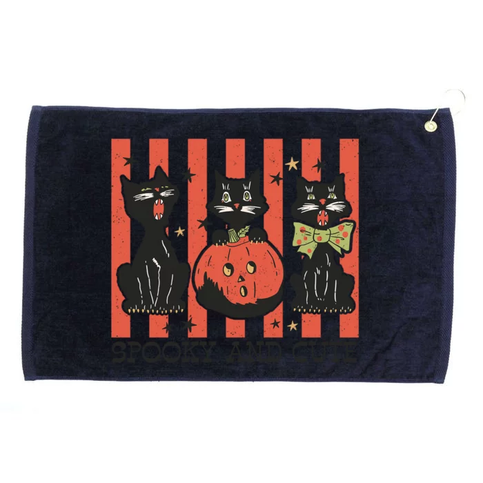 Spooky And Cute Black Cat Lover Vintage Halloween Ghost Cats Cool Gift Grommeted Golf Towel