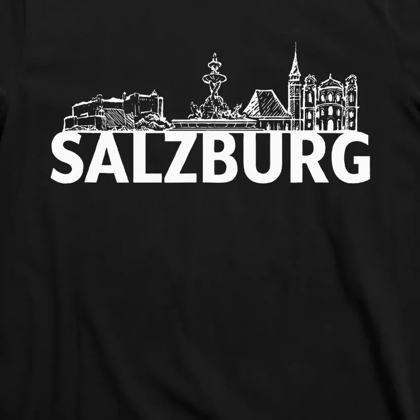 Salzburg Austria City Skyline Silhouette Outline Sketch T-Shirt