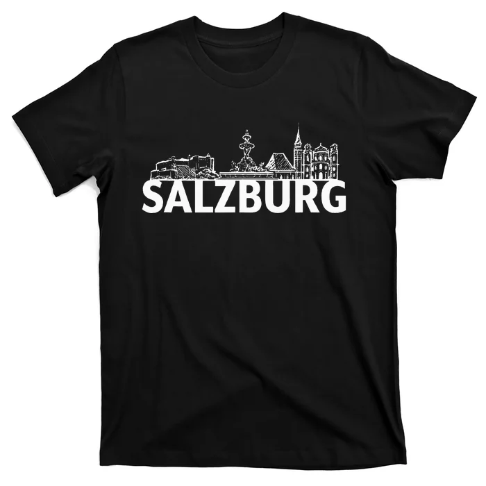 Salzburg Austria City Skyline Silhouette Outline Sketch T-Shirt