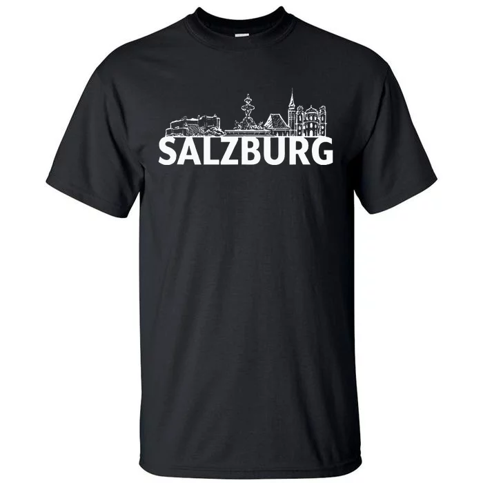 Salzburg Austria City Skyline Silhouette Outline Sketch Tall T-Shirt