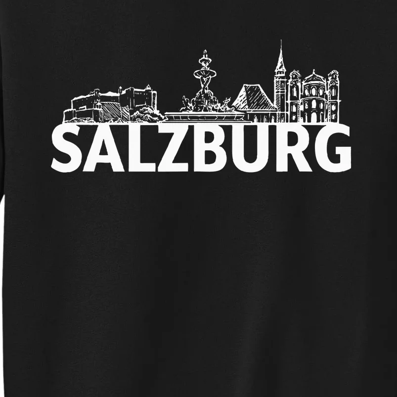 Salzburg Austria City Skyline Silhouette Outline Sketch Tall Sweatshirt