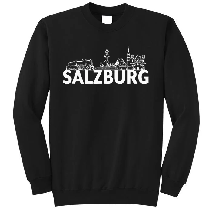 Salzburg Austria City Skyline Silhouette Outline Sketch Tall Sweatshirt