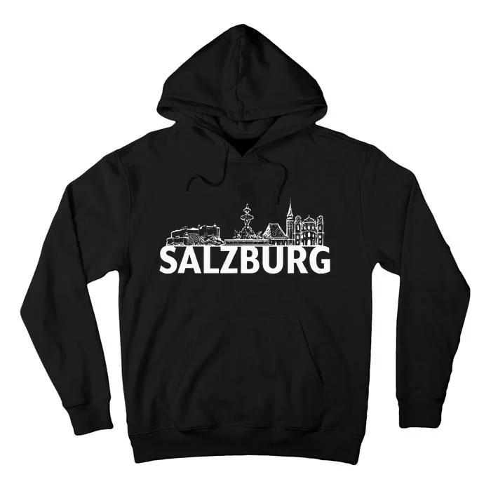 Salzburg Austria City Skyline Silhouette Outline Sketch Tall Hoodie