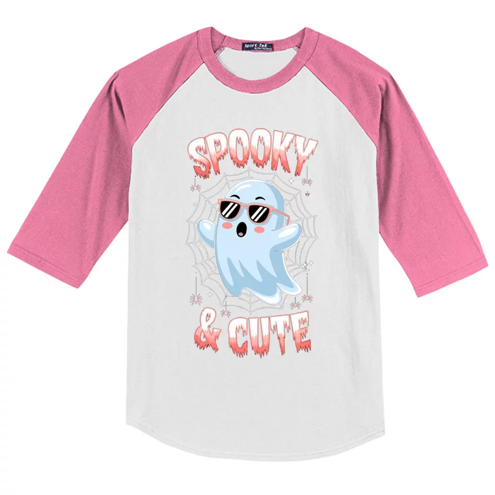 Spooke And Cute Ghost Happy Haloween Costume Kids Colorblock Raglan Jersey