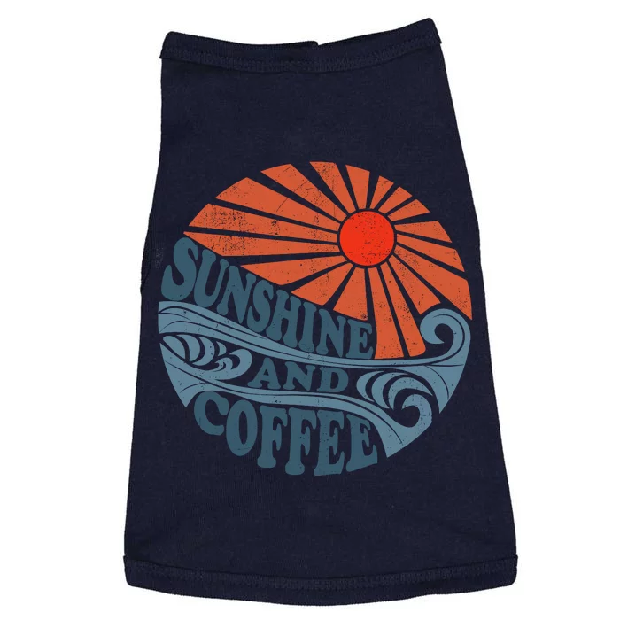 Sunshine And Coffee Funny Retro 70S Vintage Beach Vacation Doggie Tank