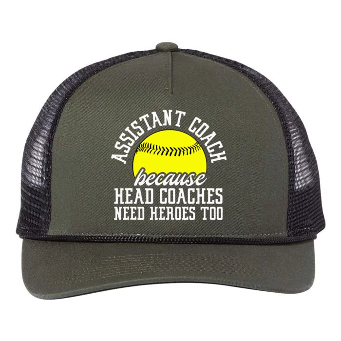 Softball Assistant Coach Because Head Coaches Need Heroes Retro Rope Trucker Hat Cap