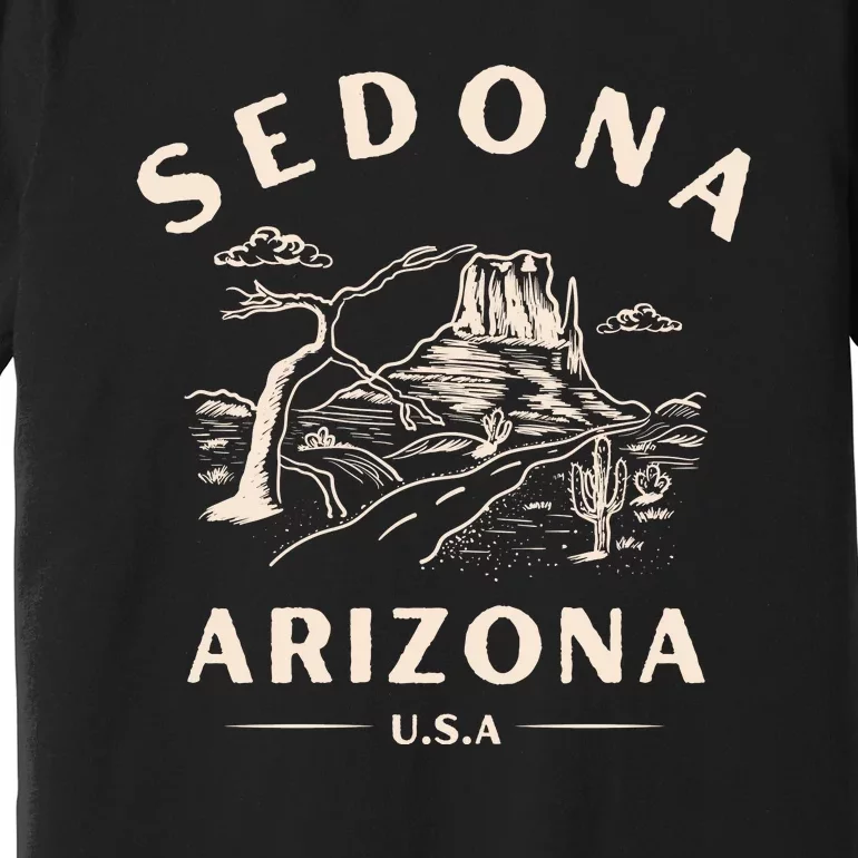 Sedona Arizona Cactus Sunset Desert Premium T-Shirt