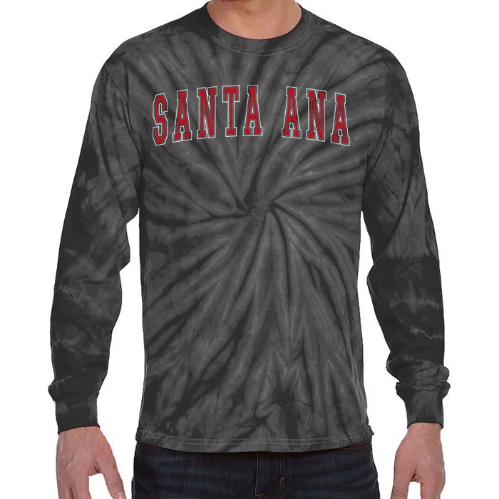 Santa Ana California Souvenir Vacation College Style Red Tie-Dye Long Sleeve Shirt