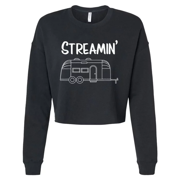 Streamin' Airstream Camping Cropped Pullover Crew