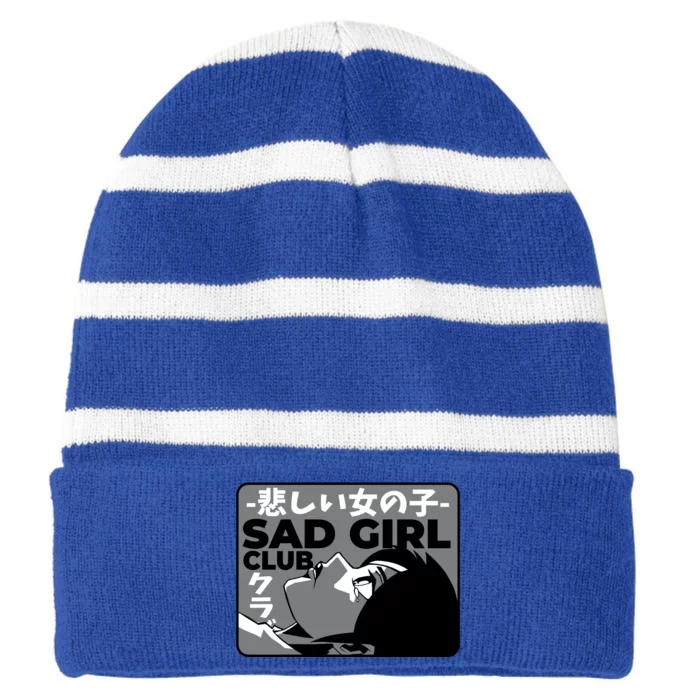 Sad Girl Club Anime Striped Beanie with Solid Band