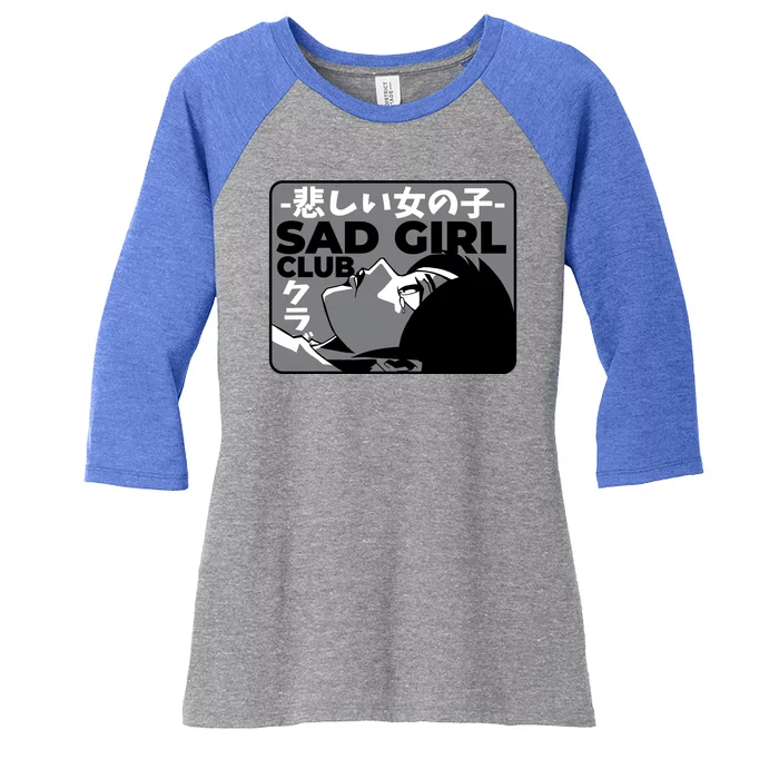 Sad Girl Club Anime Women's Tri-Blend 3/4-Sleeve Raglan Shirt