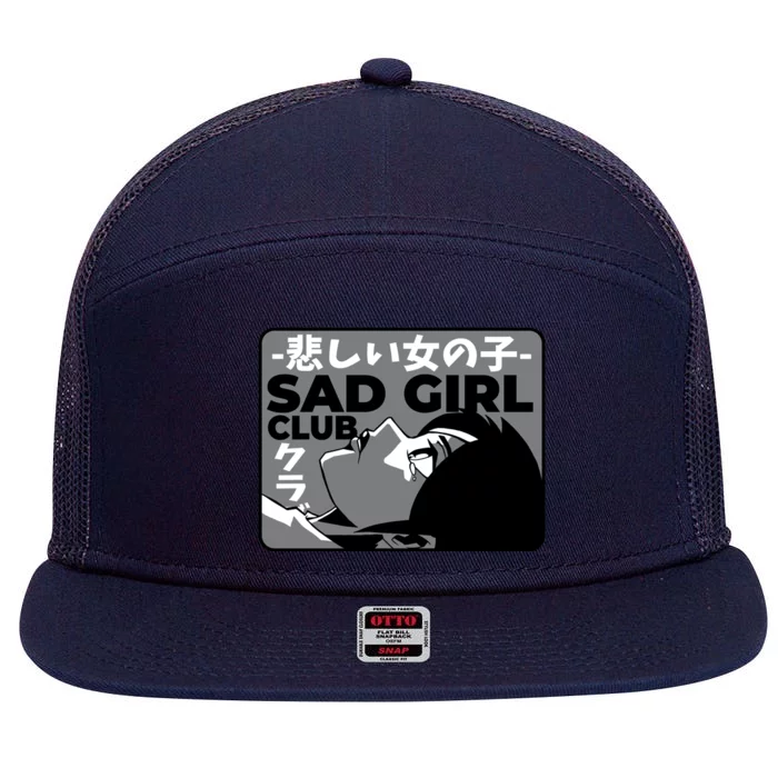 Sad Girl Club Anime 7 Panel Mesh Trucker Snapback Hat