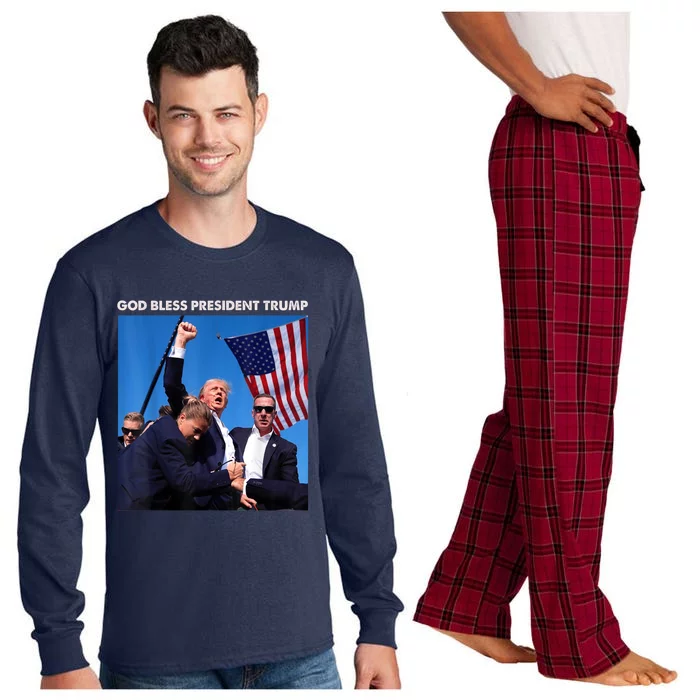 Shooting At Donald Trump Rally Gift God Bless President Trump Long Sleeve Pajama Set