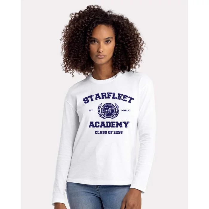 Starfleet Academy Distressed Womens Cotton Relaxed Long Sleeve T-Shirt