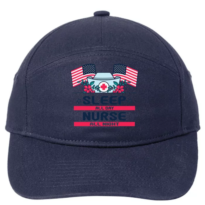 Sleep All Day Nurse All Night, Proud American Nurses 7-Panel Snapback Hat