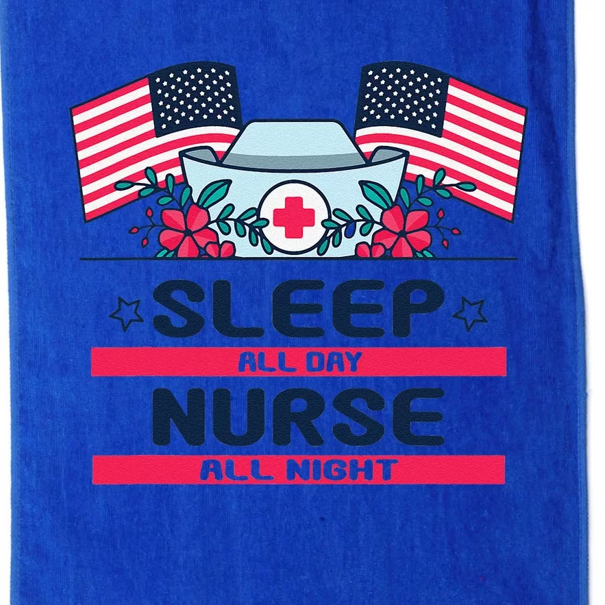 Sleep All Day Nurse All Night, Proud American Nurses Platinum Collection Golf Towel