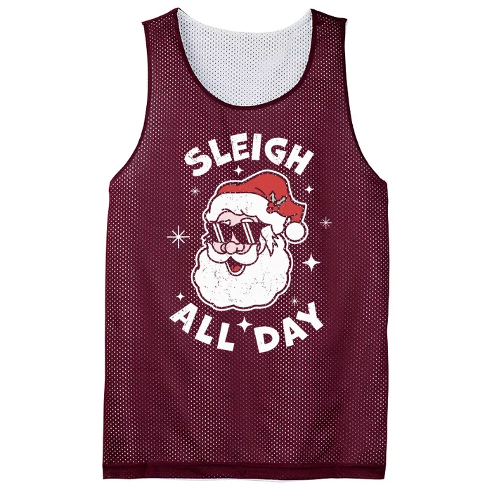 Sleigh All Day Santa Claus Funny Christmas SantaS Sleigh Mesh Reversible Basketball Jersey Tank