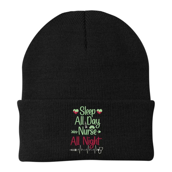 Sleep All Day Nurse All Night Funny Knit Cap Winter Beanie