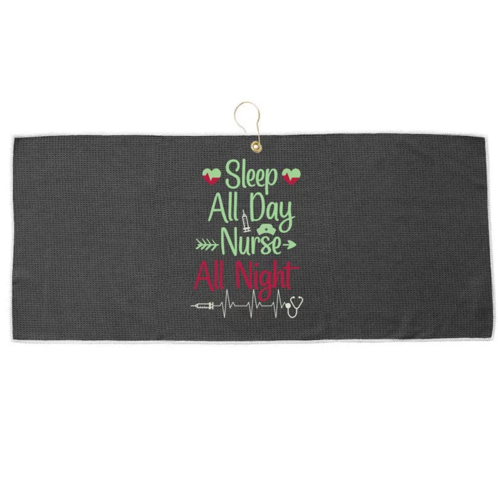 Sleep All Day Nurse All Night Funny Large Microfiber Waffle Golf Towel