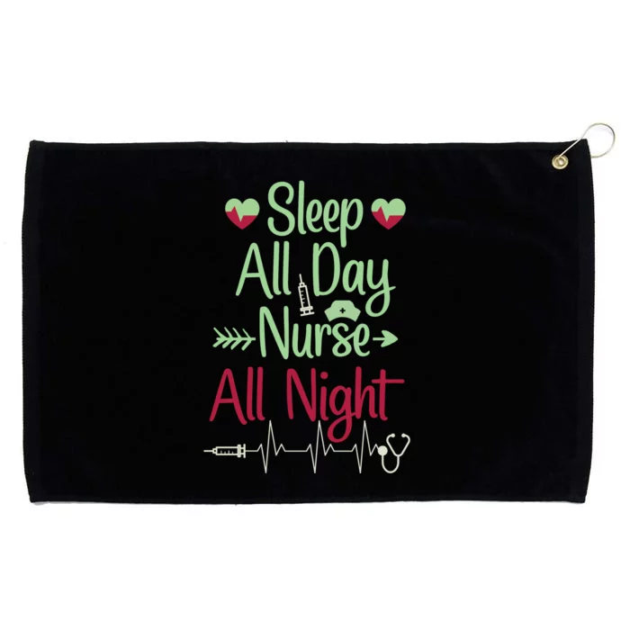 Sleep All Day Nurse All Night Funny Grommeted Golf Towel