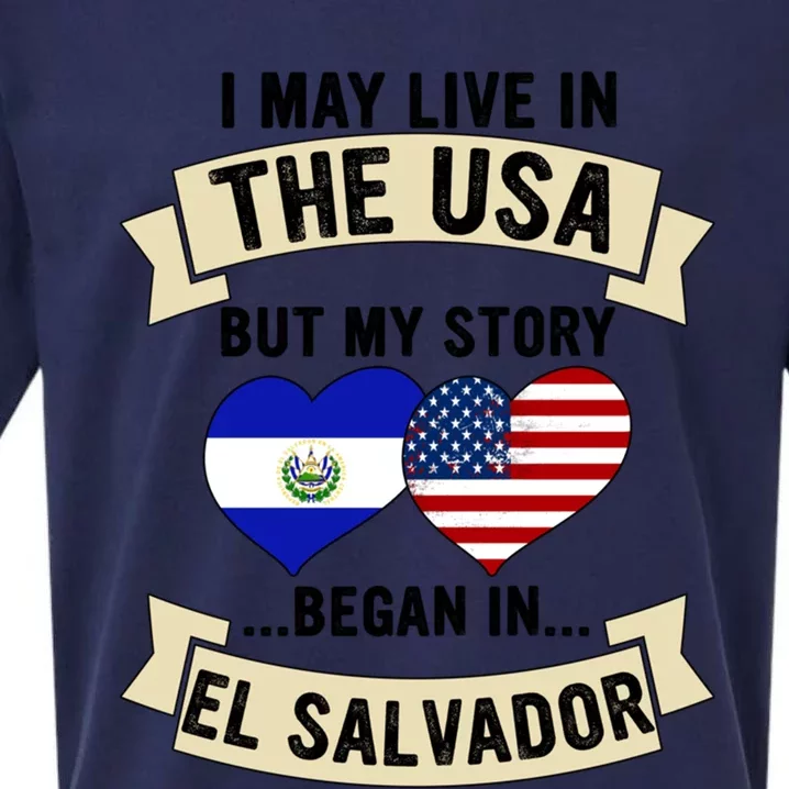 Salvadoran American Dad Mommy El Salvador Us Flag Heart Gift Sueded Cloud Jersey T-Shirt