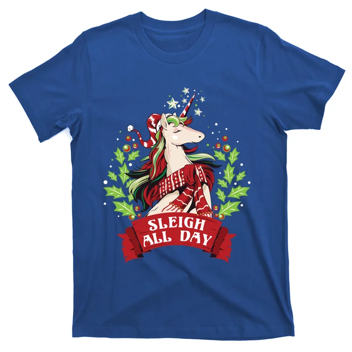 Sleigh All Day Cute Santa Unicorn Christmas Great Gift T-Shirt