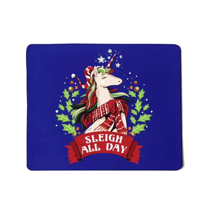 Sleigh All Day Cute Santa Unicorn Christmas Great Gift Mousepad