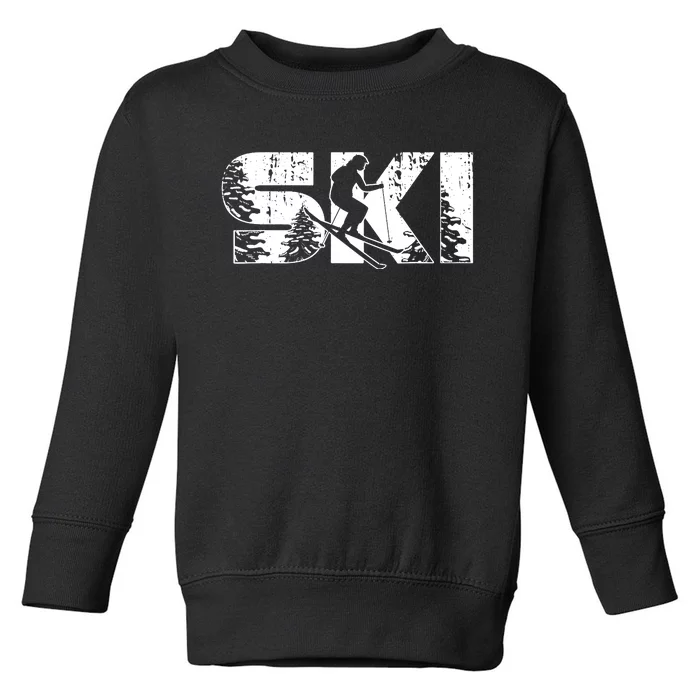 SKI Alpine Downhill Skiing Winter Sports Funny Skier Toddler Sweatshirt