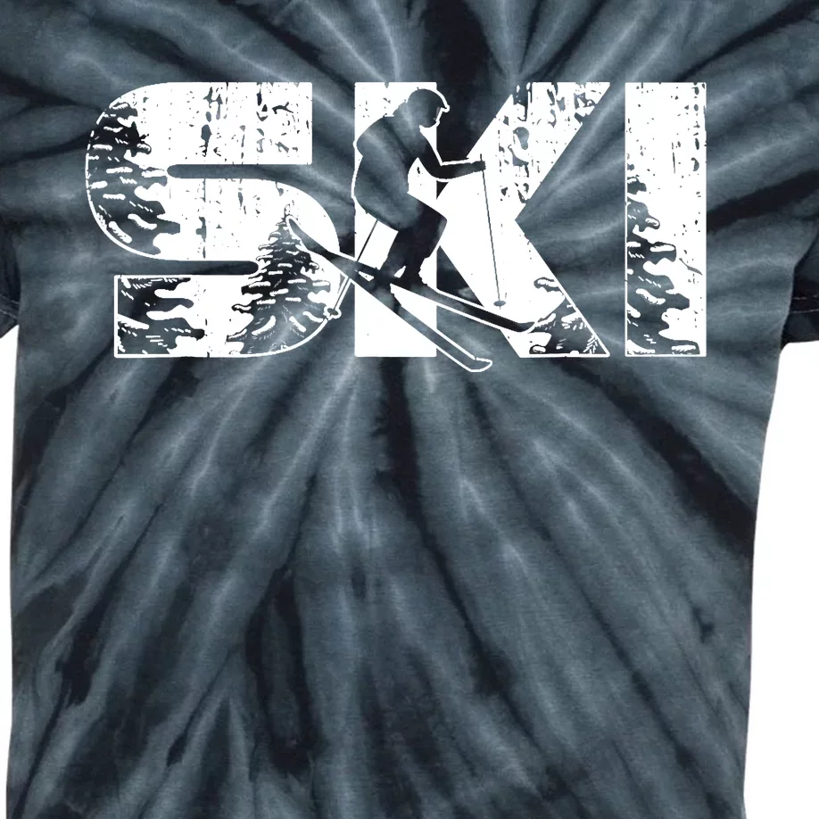 SKI Alpine Downhill Skiing Winter Sports Funny Skier Kids Tie-Dye T-Shirt