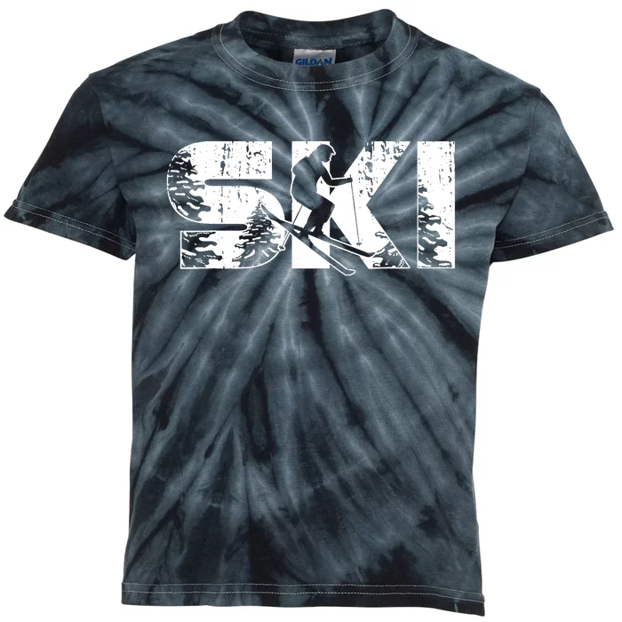 SKI Alpine Downhill Skiing Winter Sports Funny Skier Kids Tie-Dye T-Shirt